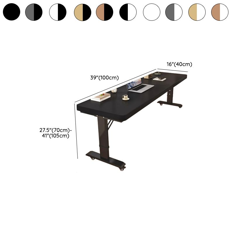 Free Standing Unfinished Color/Chalk/Dove Grey Scratch-immune T-Shape Height-Adjustable & Standing Desk with Lockable Brakes & Wheels / Casters, Manually Controlled Flexible Height