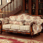 Modern Cotton Blend Rolled Arm Curved Sofa with Camel Back for Apartment