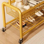Modern Simple Style/Glam Hall Rack with Receptacle, Steel Frame, 1 Basket, and Shoe Storage