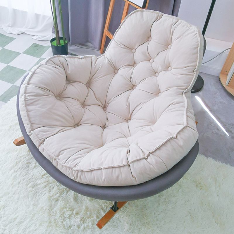 Modern Upholstered Rocking Chair - Stylish Indoor Seating with Natural Wood Legs and Tufted Design