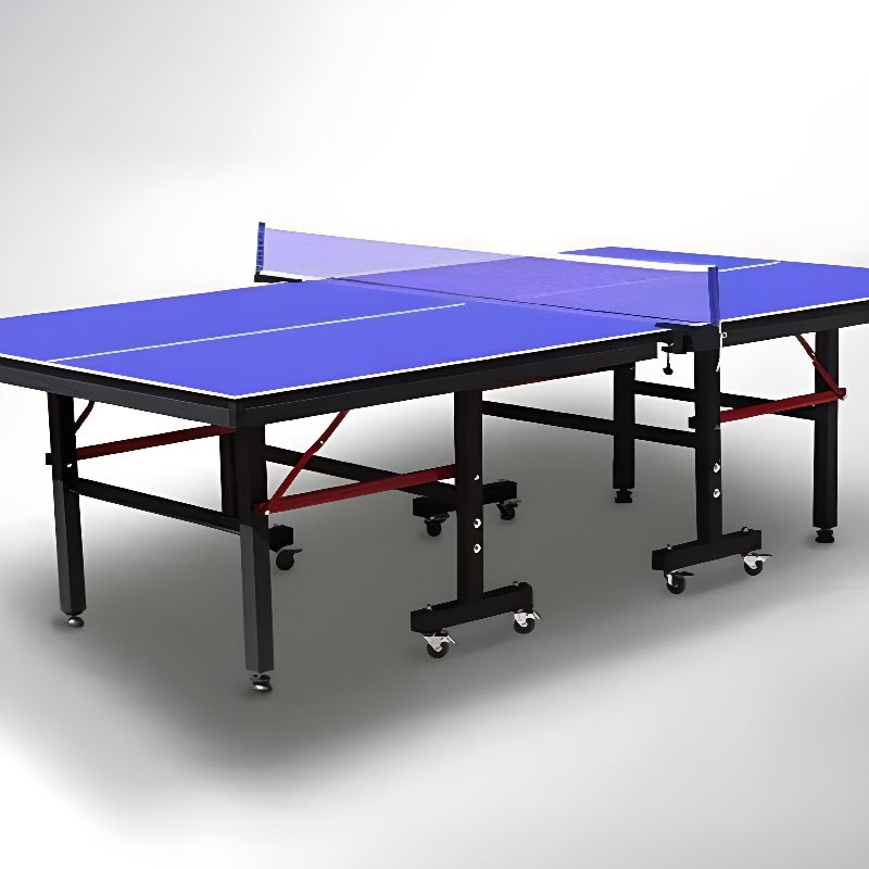 Indoor Ping Pong Table with Synthetic Laminate Top in Ink/Cerulean/Olive Green and Included Table Tennis Paddle