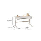 Bend-resistant Trestle Base Table with 1 Drawer, 1 Shelf, Manual Height Adjustment, Chalk Top, and Self-supporting Bookcase