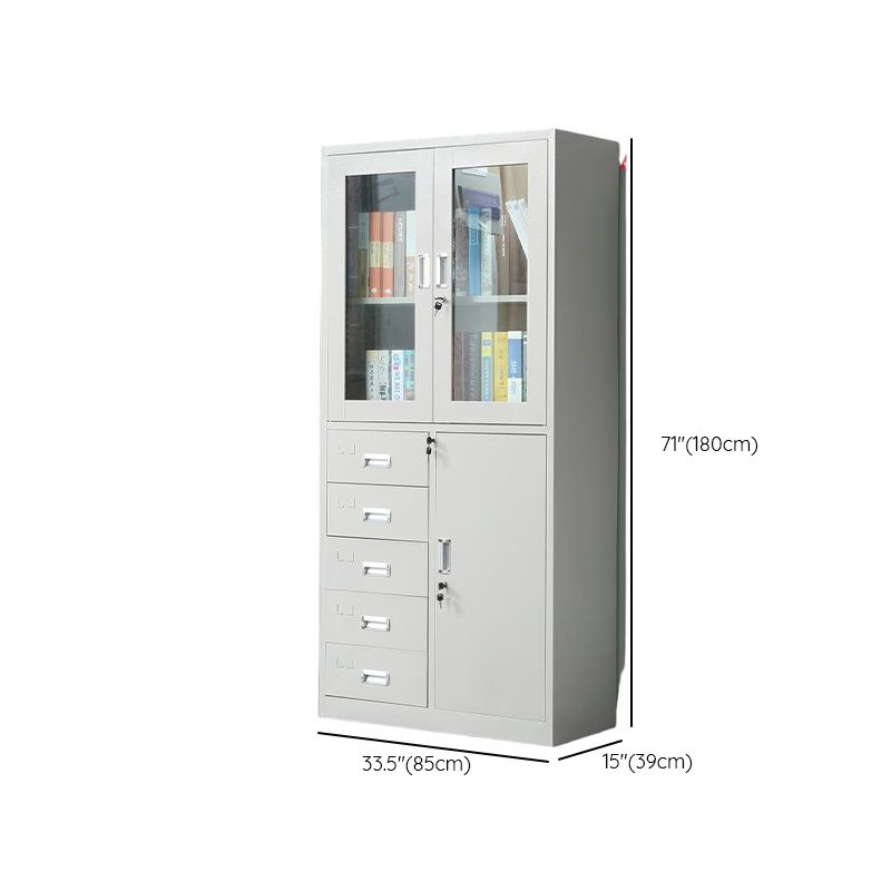 Ivory Trendy Alloy Supplies Cabinet with Locker, Adjustable Shelving, Locking Door, and 1-Wide Compartments