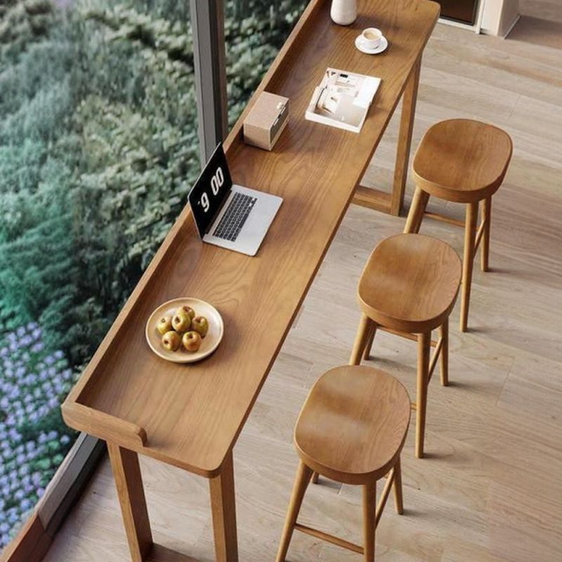Contemporary Lumber Cocoa Rectangular Pub Table for 8/for 6/Seats 4 with Sledge Base