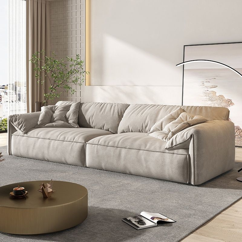 Standard Sofa in Dark Gray/Amber Color/Off-White with 4 Pillows