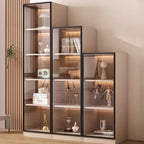Modern Simple Style Rectangular Accent Cabinet with Closet, Lumber Countertop, Glazed Door in Sand