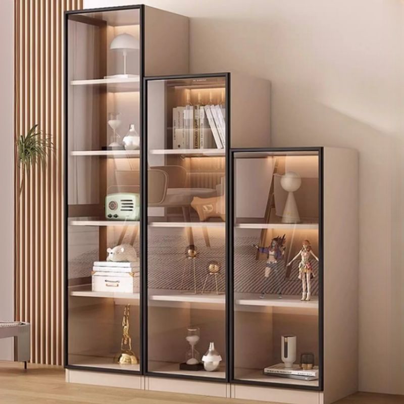 Modern Simple Style Rectangular Accent Cabinet with Closet, Lumber Countertop, Glazed Door in Sand