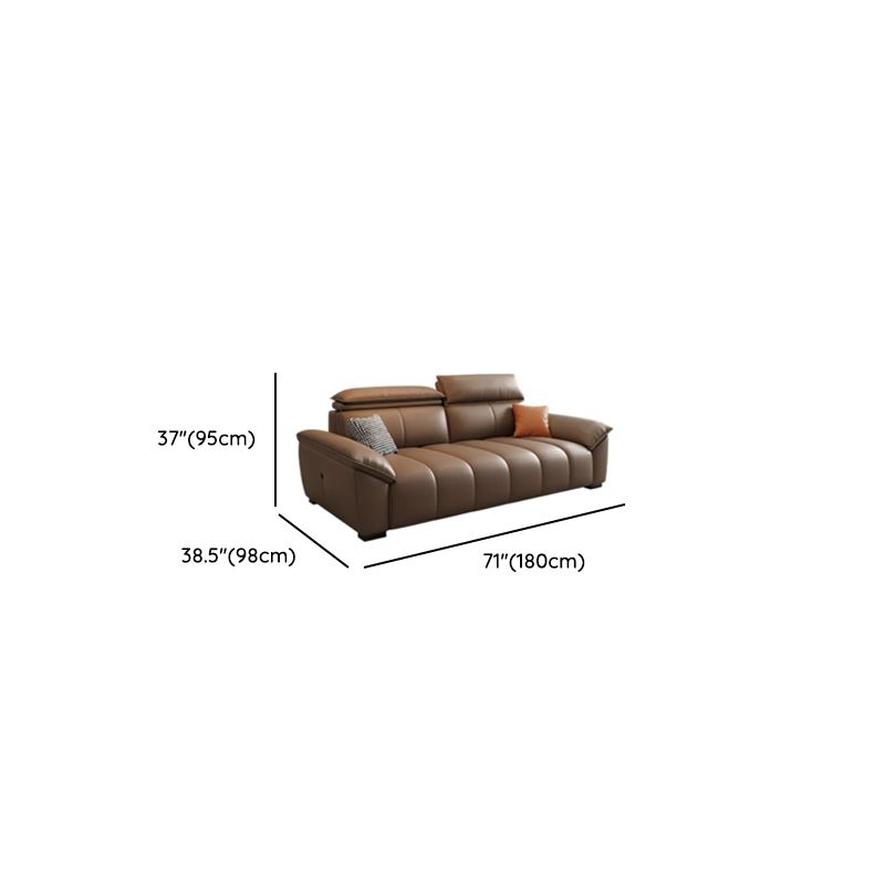 Tear Resistant Standard Sofa in Full Grain Leather with Mocha Upholstery