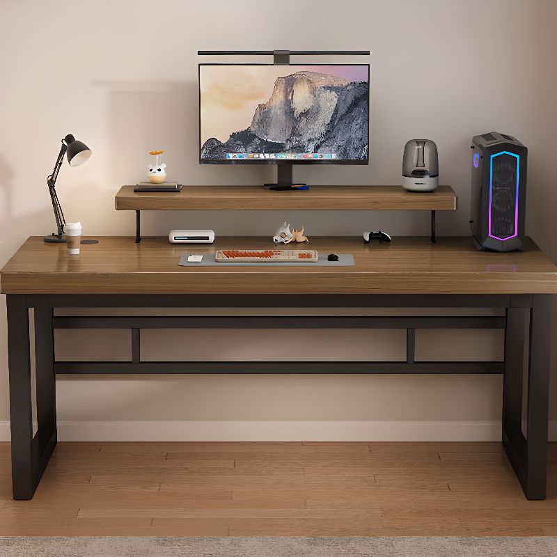 Minimalist Cable Management Rectangle Steel Desk with Rust Resistant Toboggan Base