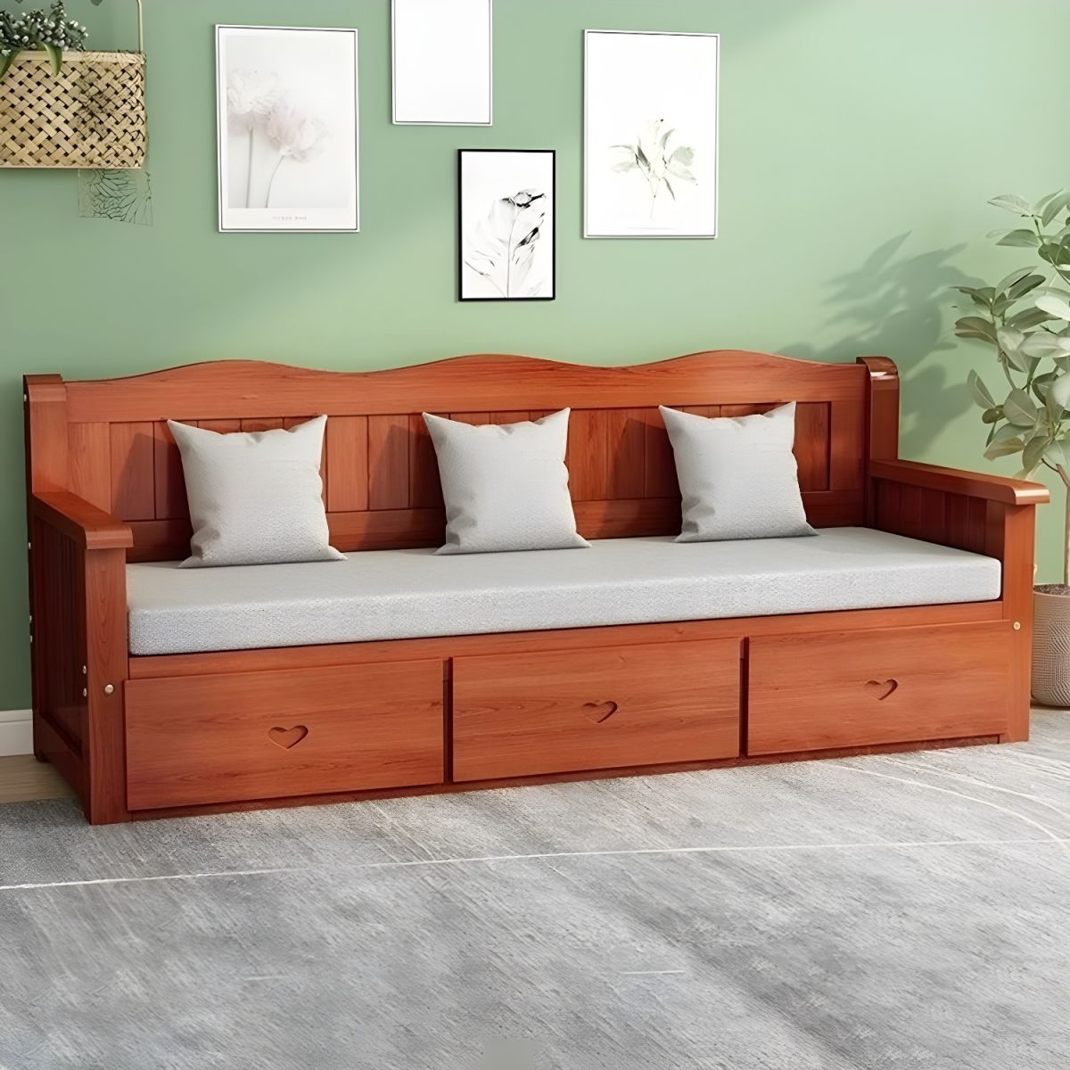 Gray Cotton and Linen Modern Sofa with Storage and Foam Cushioning
