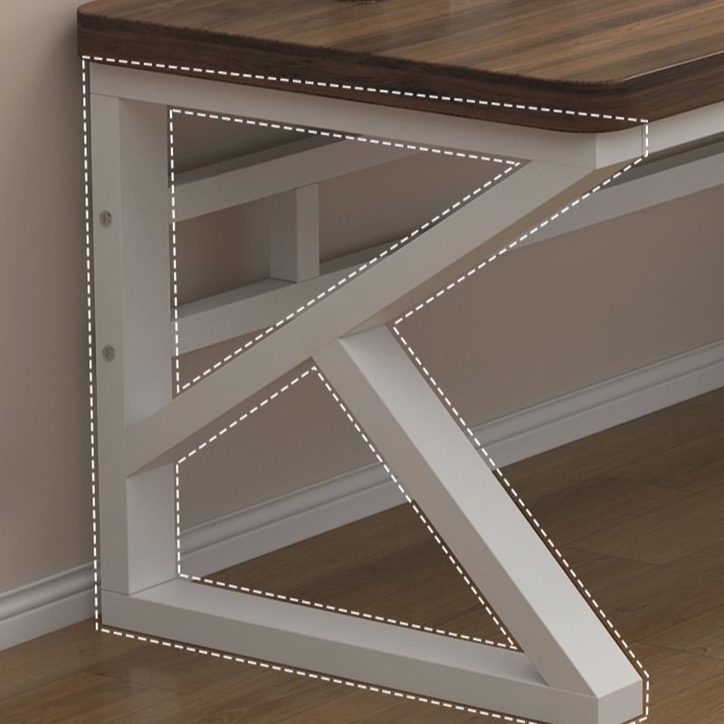 Casual Writing Desk with Easy Assembly, Crack Resistant, Sleigh Base in Chalk/Sepia/Natural, Unattached Installation, Engineered Wood Top