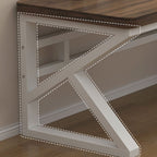 Casual Writing Desk with Easy Assembly, Crack Resistant, Sleigh Base in Chalk/Sepia/Natural, Unattached Installation, Engineered Wood Top