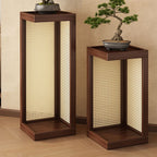 2 Tiers Square Natural Wood Plant Stand Side Table with 2 Shelves in a Solid 1 Piece Set