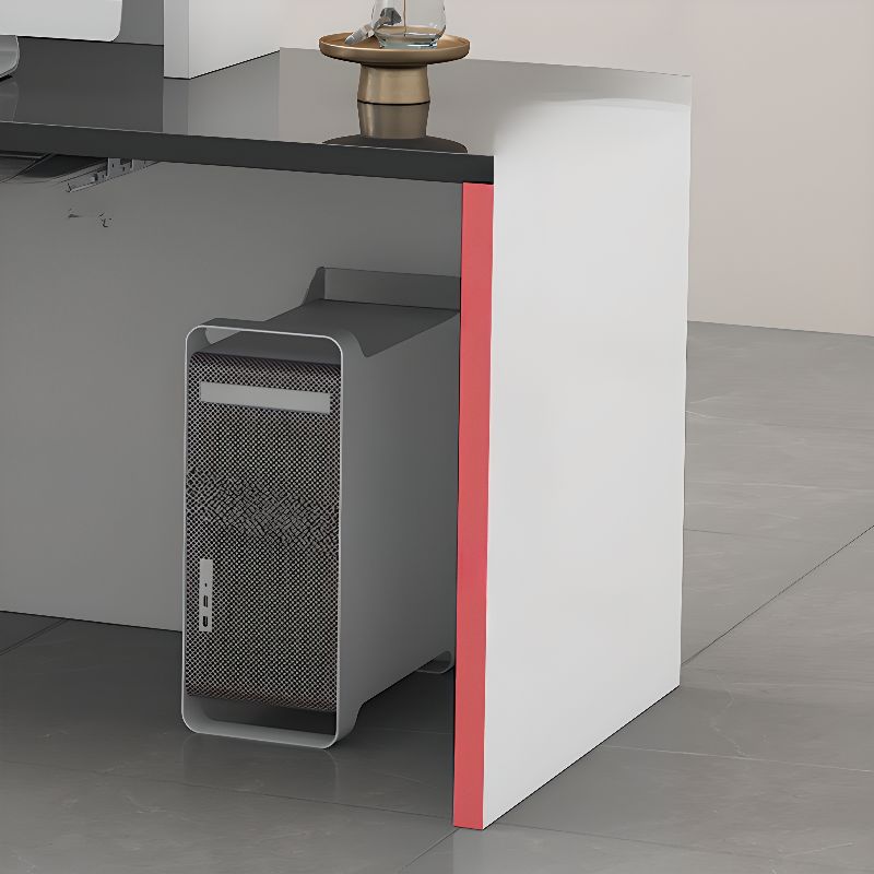 L-Shape with Cupboard Hutch Keyboard Tray Cable Management 2 Drawer Pedestals Filing Cabinet and Desk Return