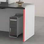 L-Shape with Cupboard Hutch Keyboard Tray Cable Management 2 Drawer Pedestals Filing Cabinet and Desk Return