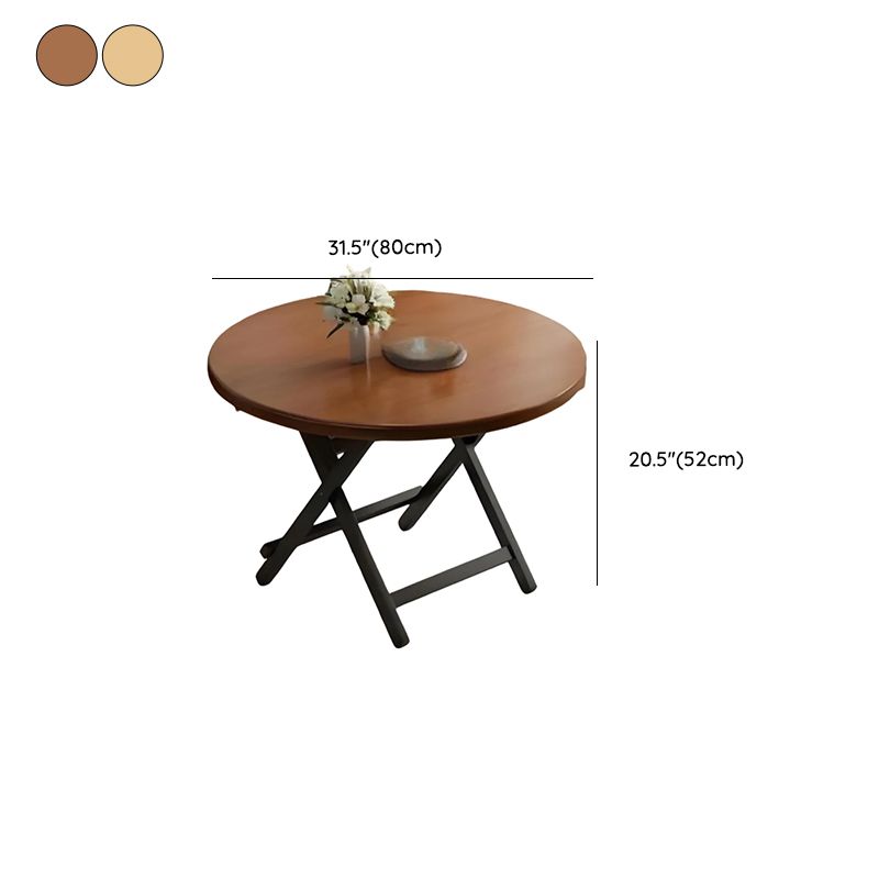 Minimalist SpaceSaver Orbicular Flip-top Table in Black with Rust Resistant Faux Wood Top