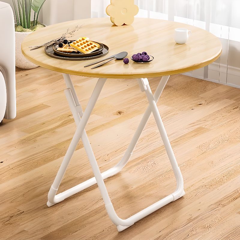 Panel Wood Dining Table with Sleigh Base, No Extra Durability, Foldable Square Top for 2-seater