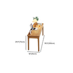 Trendy Rectangular Natural Wood Writing Table with Auburn/Unfinished Color Drawers