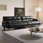 Modish Solid Color Stain Resistant Standard Sofa/Loveseat in Black, 4-Seater for 2