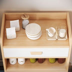 Modern Simple Style Narrow Sideboard with Hutch, 2 Shelves, Engineered Wood Countertop, and 2 Doors