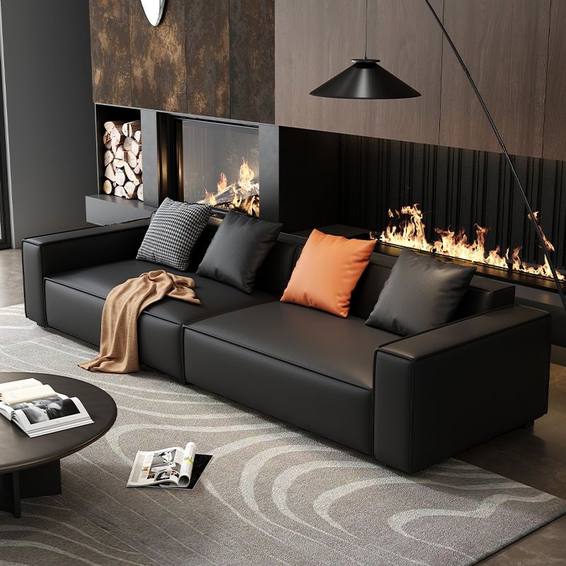 Drawing Room Standard Sofa in Dark Gray/Coffee/Off-White with Armrest and 4 Pillows