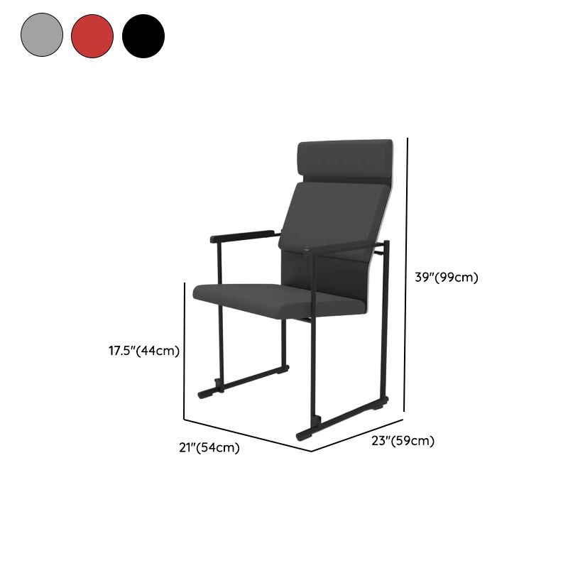 Contemporary Side Chair/Training Chair with Solid Back and Arms, Non-foldable Metal Frame for Tile Flooring