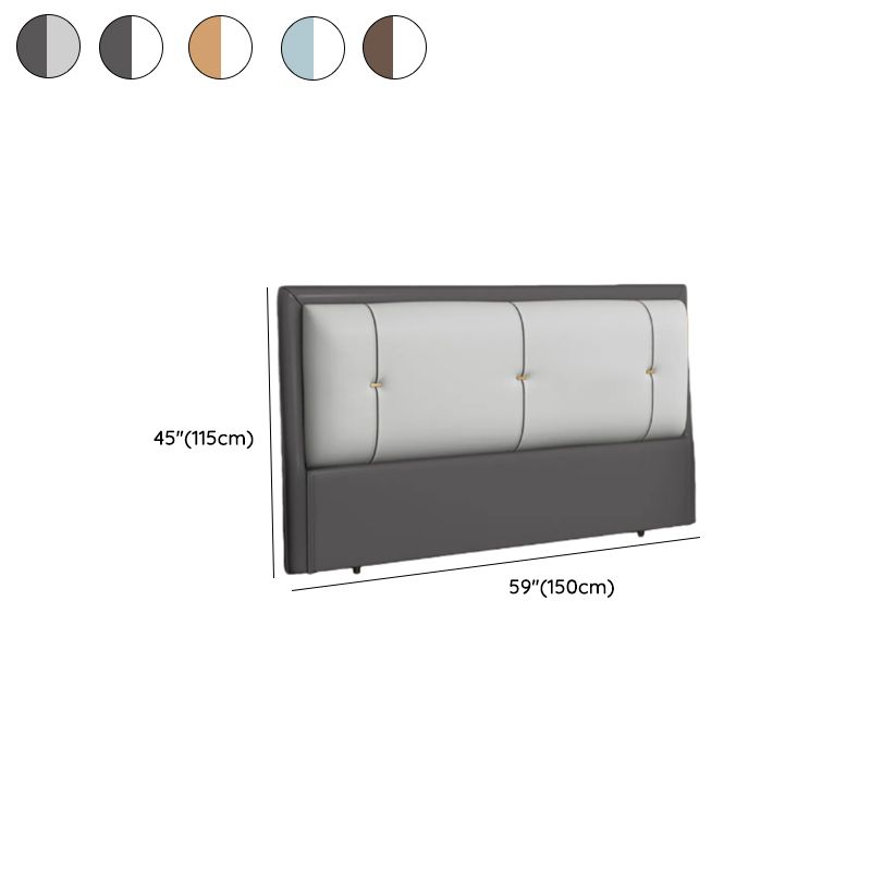 Trendy No Distressing Panel Headboard in Natural Wood, Rectangle Shape for Queen/Full Bed, Sponge Upholstery Fill, Standard Height
