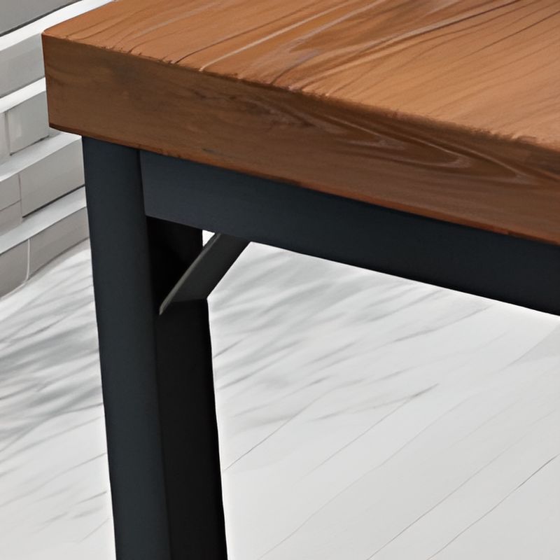 Simplistic Pub Table with Lumber Top and Trestle Base in Auburn, Rectangle Shape with Foot Pedestal