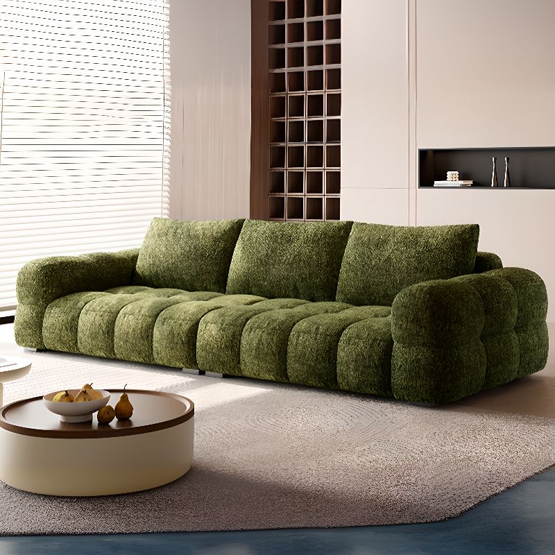 Contemporary Modern Solid Color Water Resistant Standard Sofa with Soft-pile Fabric in Olive Green for 3/2 People