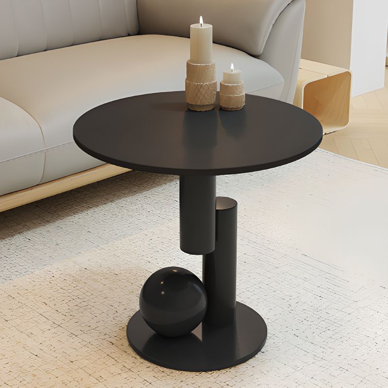 Eclectic Ink/Ivory Stone Oval Single/Nested Accent Table with Abstract Base and 1 Drawer