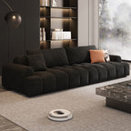 Modish Solid Color Scratch-durable Water Resistant Standard Sofa/Loveseat in Black, Seats 3/4-seater/5 Person with 3 Pillows