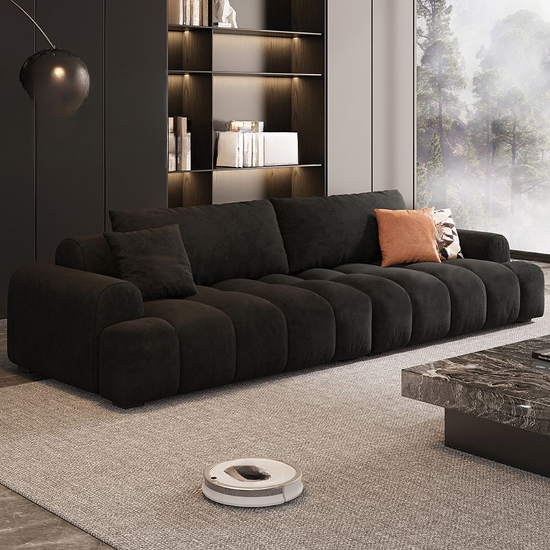 Modish Solid Color Scratch-durable Water Resistant Standard Sofa/Loveseat in Black, Seats 3/4-seater/5 Person with 3 Pillows