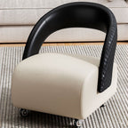 Modish Square Solid Color Standard Ottoman in Pu Leather with Black/Cocoa/Beige Upholstery and Caster Wheels