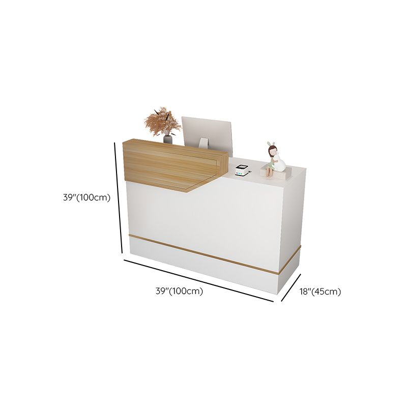 Rectangular Reception Desk with Locking Drawer, Keyboard Tray, and Manufactured Wood Top