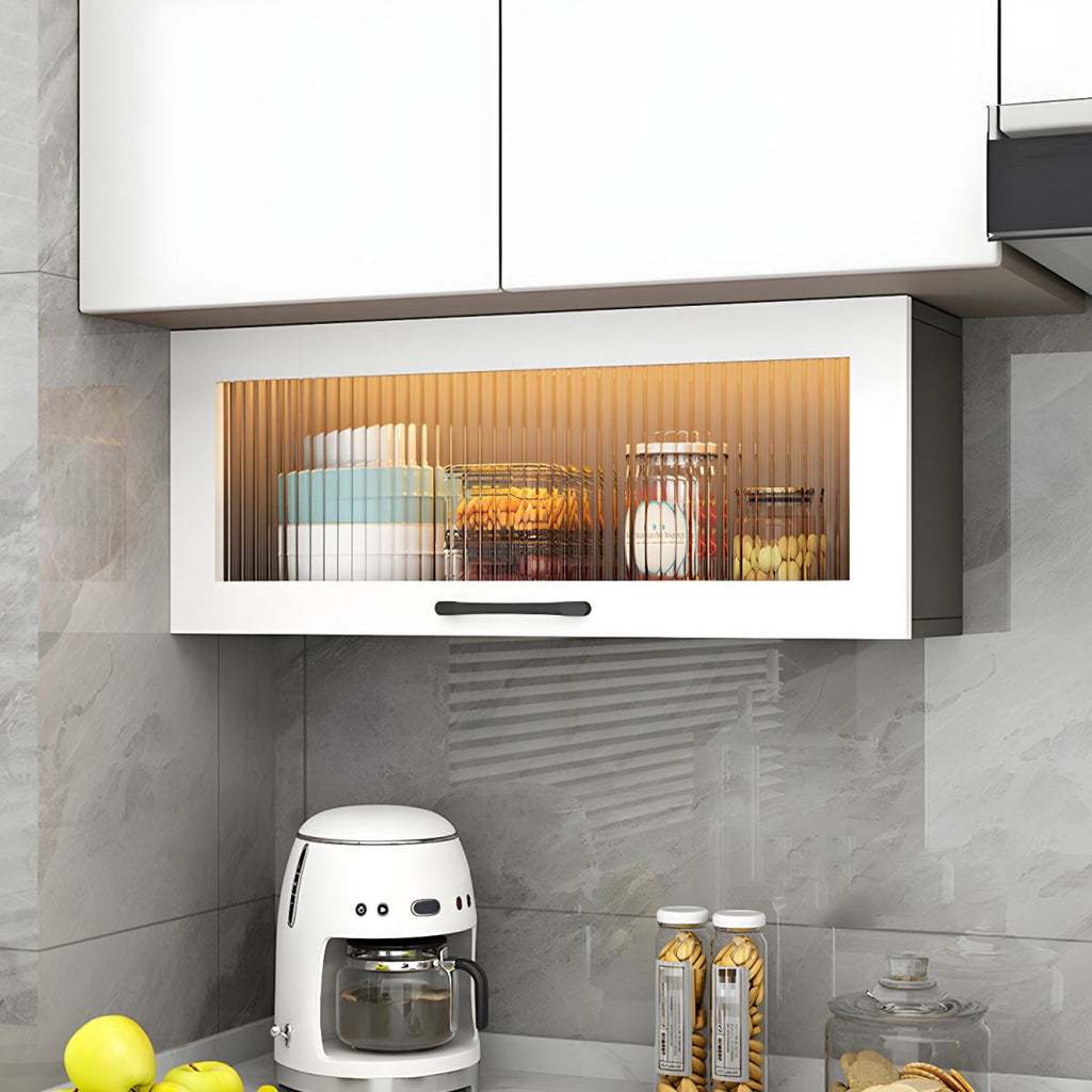 Contemporary Faux Wood Wall Mounted Display Cabinet with Acrylic Door