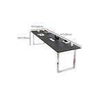 Casual Writing Desk with Easy Assembly, Scratch-proof Sleigh Base, Ink Pine Wood/Slate Top