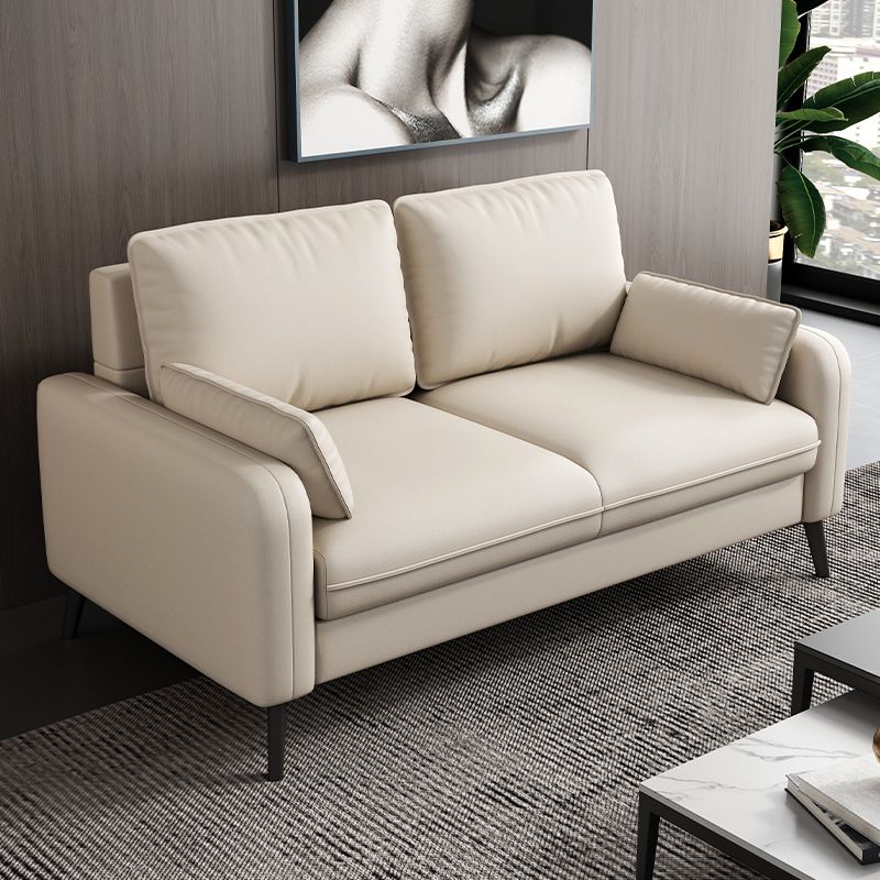 Contemporary Modern Solid Color Water Resistant Loveseat in Navy Blue/Emerald Green/Amber Color, 2-seater with 2 Pillows