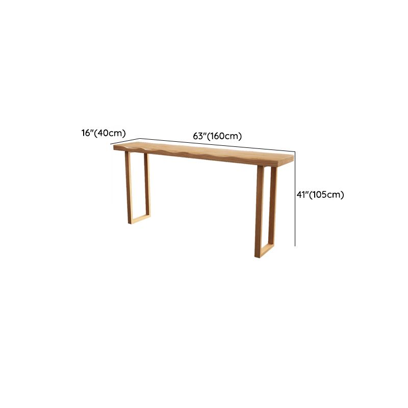 Modern Rectangular Pine Wood Pub Table with Sled Base in Wood Grain