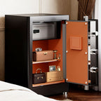 Steel Security Safe with Battery, Pry Resistant and Lockable Features, Includes Keys, Interior Lining, and Shelves