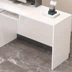 Rectangle Manufactured Wood Top Reception Desk with Locker, Hutch & Cable Management