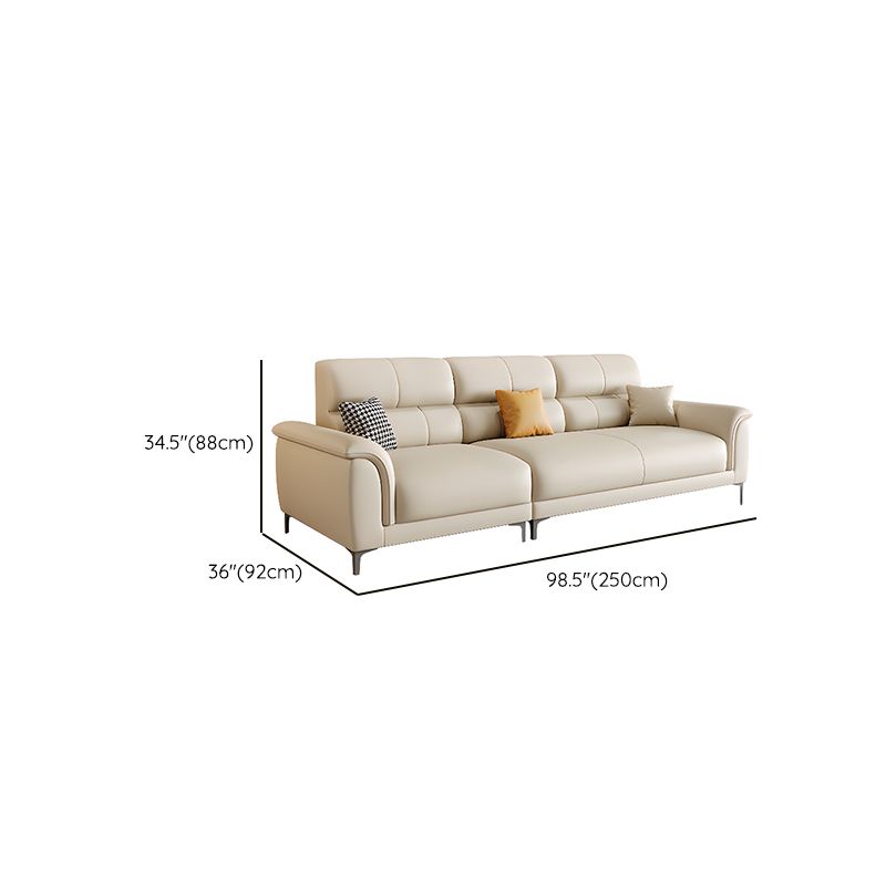 Contemporary Modern Solid Color Water Resistant Standard Sofa in White, 4-seater with 2 Pillows