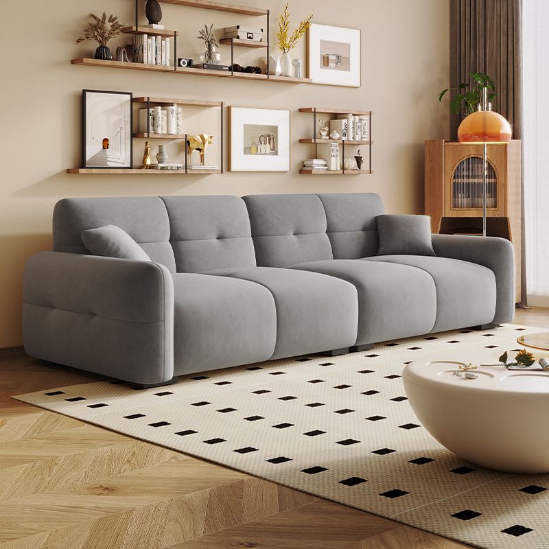 Modish Solid Color Stain Resistant Standard Sofa in Grey/Rose/Emerald Green with 4-seater/5 Person/6-Seater and 2 Pillows