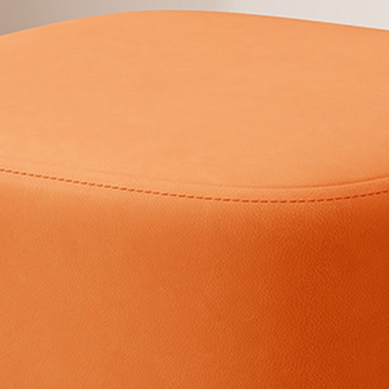 Trendy Square Solid Color Standard Ottoman with Leatherette Upholstery in Chalk/Sage/Caramel