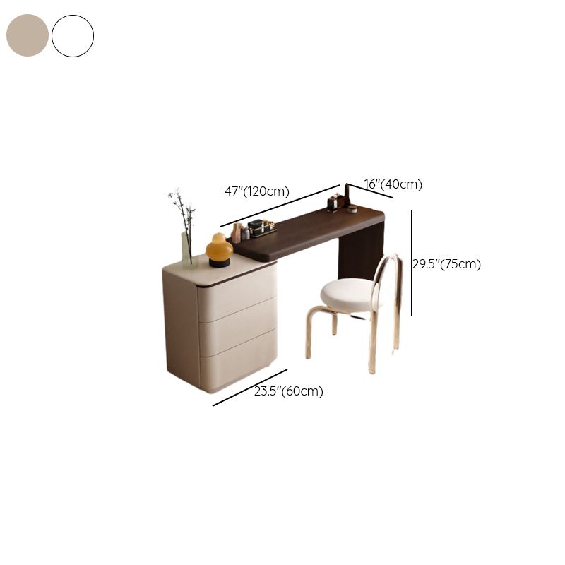 Modish Large Vanity Set with Reclaimed Wood Table Top, White Chair, and 6/3 Drawers