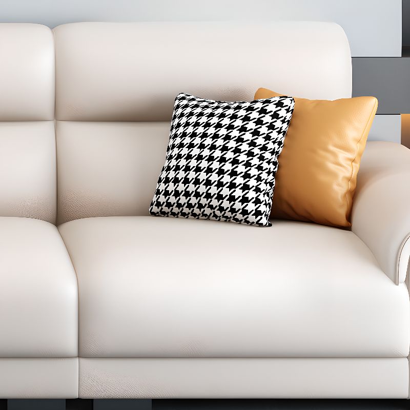 Contemporary Modern Solid Color Scratch-immune White Standard Sofa, 4-seater, 3, or 5, with 4, 3, or 5 Pillows