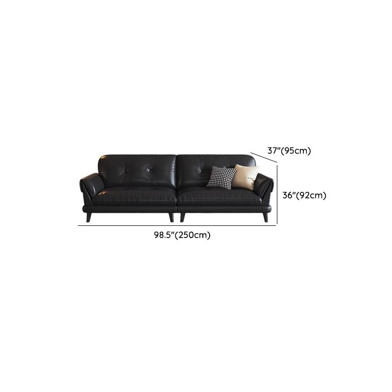 Contemporary Modern Solid Color Stain Resistant Standard Sofa/Loveseat/Single Sofa in Midnight Black, Seats 3/Seats 4/2-seater with 2 Pillows