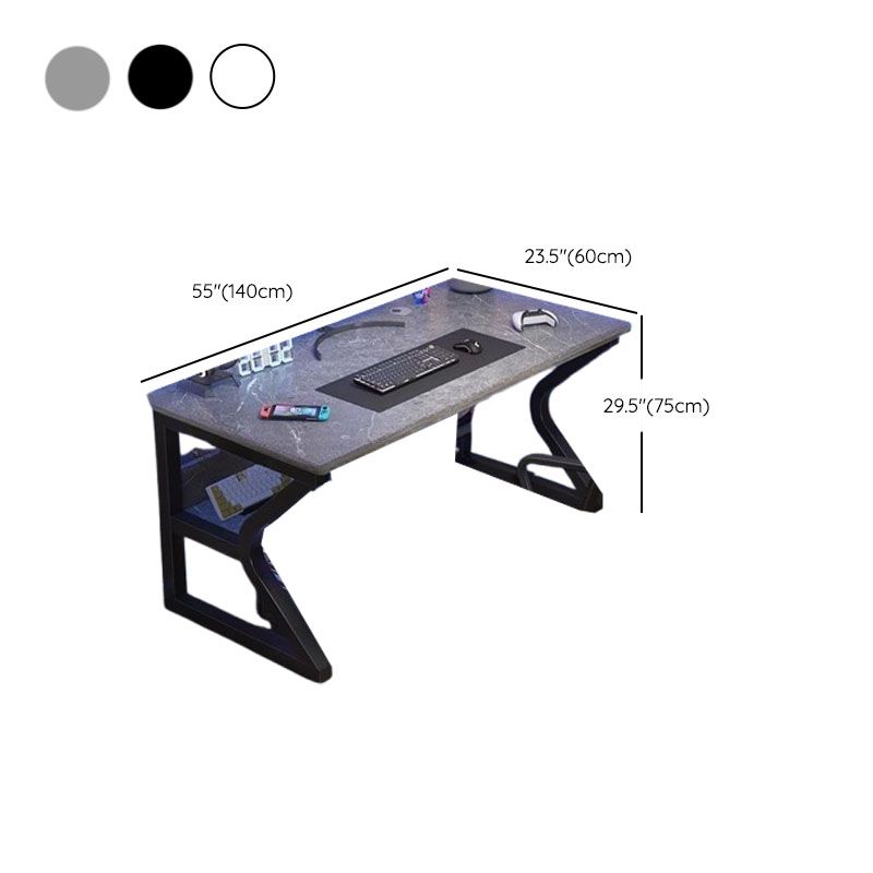 Minimalist Gaming Computer Desk with Rust Resistant Sled Base, Exterior Shelf, Wire Management, and Manufactured Wood Top