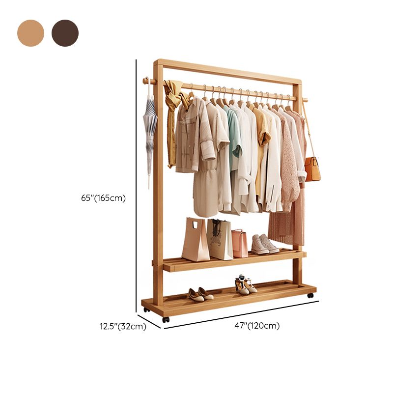 Black/White/Natural Hall Rack with Receptacle, 2 Shelves and 2 Hooks/5 Hooks in a Modern Simple Style