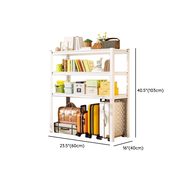 Chalk Minimalist Alloy Warehouse Storage Rack with Flexible Shelf, Free Standing for General Storage