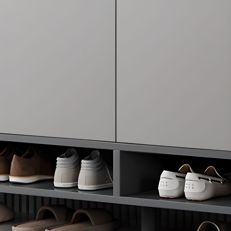 Engineered Wood 5 Tiers Shoe Stack with Shelf, Drawers, Gate, Dustproof Cover, and Closed Back